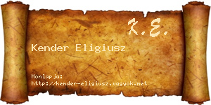 Kender Eligiusz névjegykártya